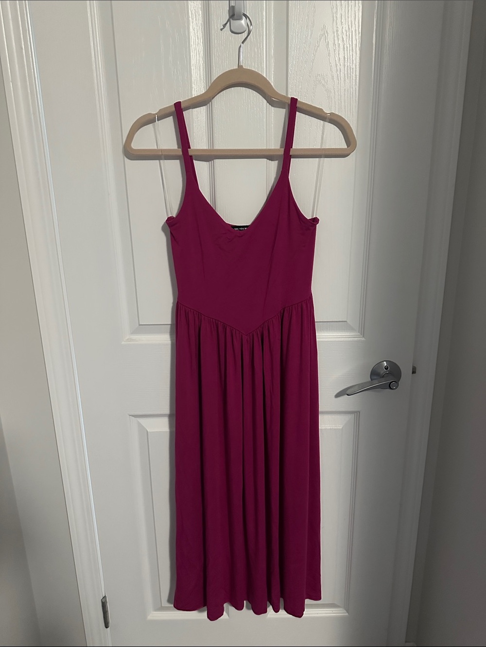 See You Monday Magenta Spaghetti Strap Maxi Dress